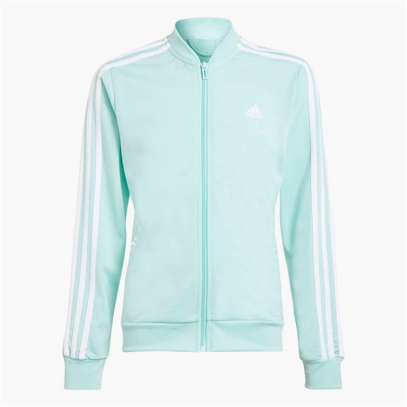 adidas Junior Piger Essentials 3-Striber Træningsdragt Semi Flash Aqua/Hvid - Billede 2