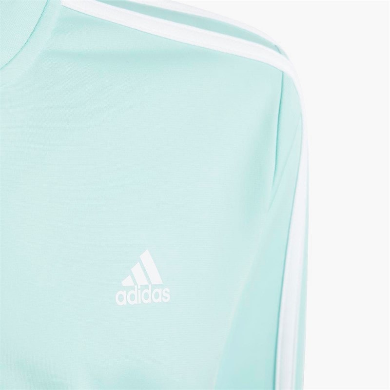 adidas Junior Piger Essentials 3-Striber Træningsdragt Semi Flash Aqua/Hvid - Billede 3