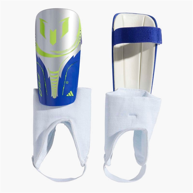 adidas Junior Messi Match Slip In Skinnebensklaver Silver Metallic/Lucid Blue/Solar Yellow