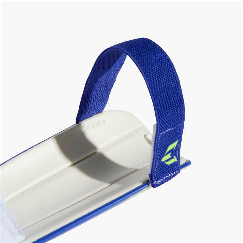 adidas Junior Messi Match Slip In Skinnebensklaver Silver Metallic/Lucid Blue/Solar Yellow - Billede 3