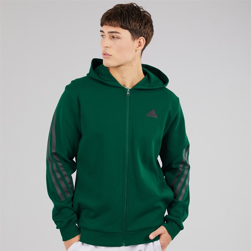 adidas Herre Future Icons 3-Stripes Full Zip Hættetrøje Collegiate Green