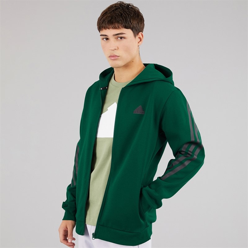 adidas Herre Future Icons 3-Stripes Full Zip Hættetrøje Collegiate Green - Billede 3
