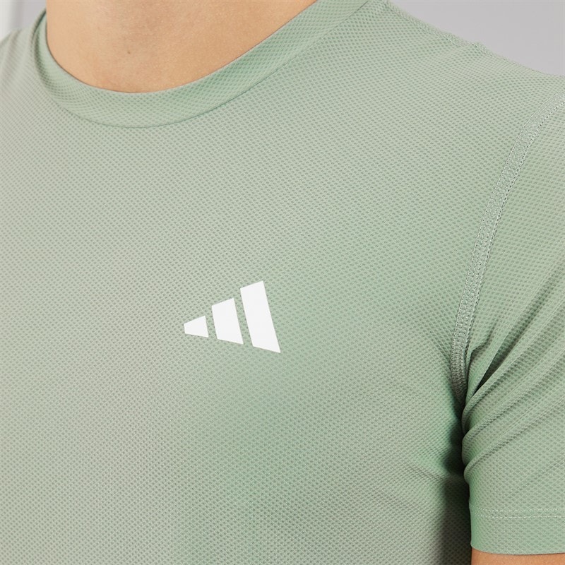 adidas Herre Own The Run Løbe T-shirt Silver Green - Billede 3