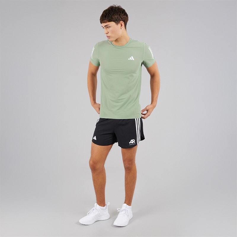 adidas Herre Own The Run Løbe T-shirt Silver Green - Billede 4