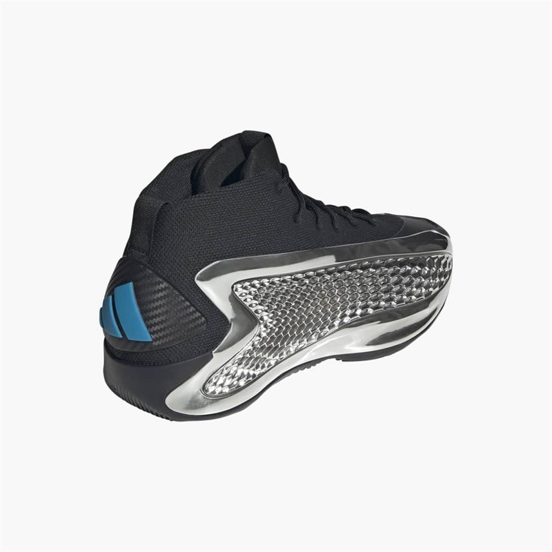 adidas Herre Anthony Edwards 1 Mid 'Chrome' Basketball Sko Core Black/Silver Metallic/Core Black - Billede 3