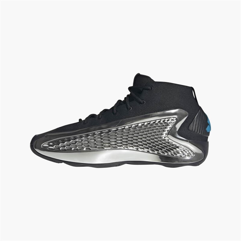 adidas Herre Anthony Edwards 1 Mid 'Chrome' Basketball Sko Core Black/Silver Metallic/Core Black - Billede 5