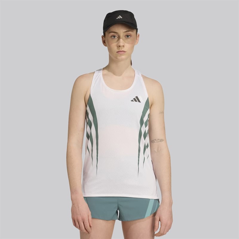 adidas Dame Adizero Archive Løbe singlet Hvid/Preloved Teal - Billede 2