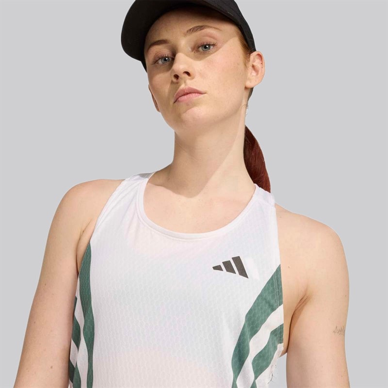 adidas Dame Adizero Archive Løbe singlet Hvid/Preloved Teal - Billede 4