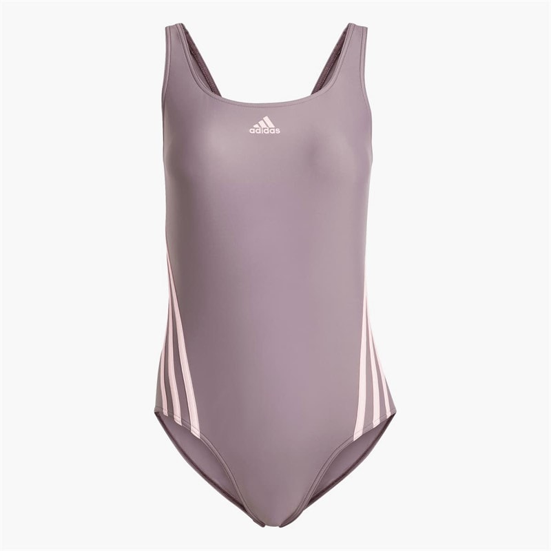 adidas Dame 3-Stripes Svømmedragt Shadow Fig/Pink Spark - Billede 5