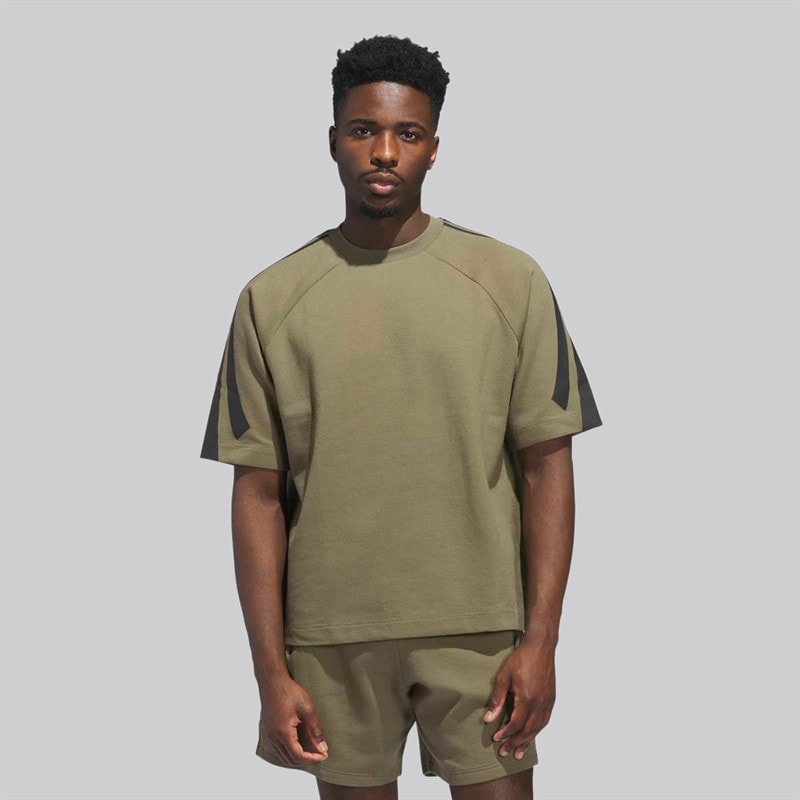 adidas Herre adidas Basketball Sweatshirt med korte ærmer Olive Strata - Billede 2