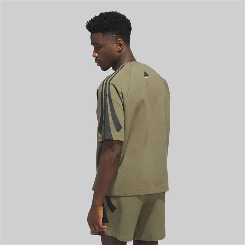 adidas Herre adidas Basketball Sweatshirt med korte ærmer Olive Strata - Billede 3
