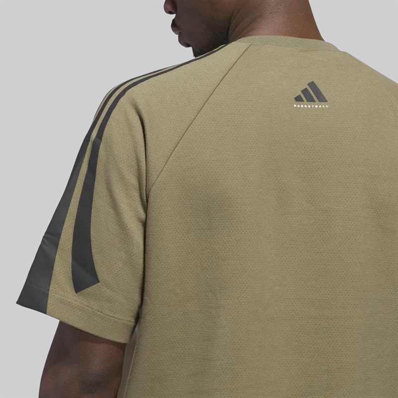 adidas Herre adidas Basketball Sweatshirt med korte ærmer Olive Strata - Billede 4