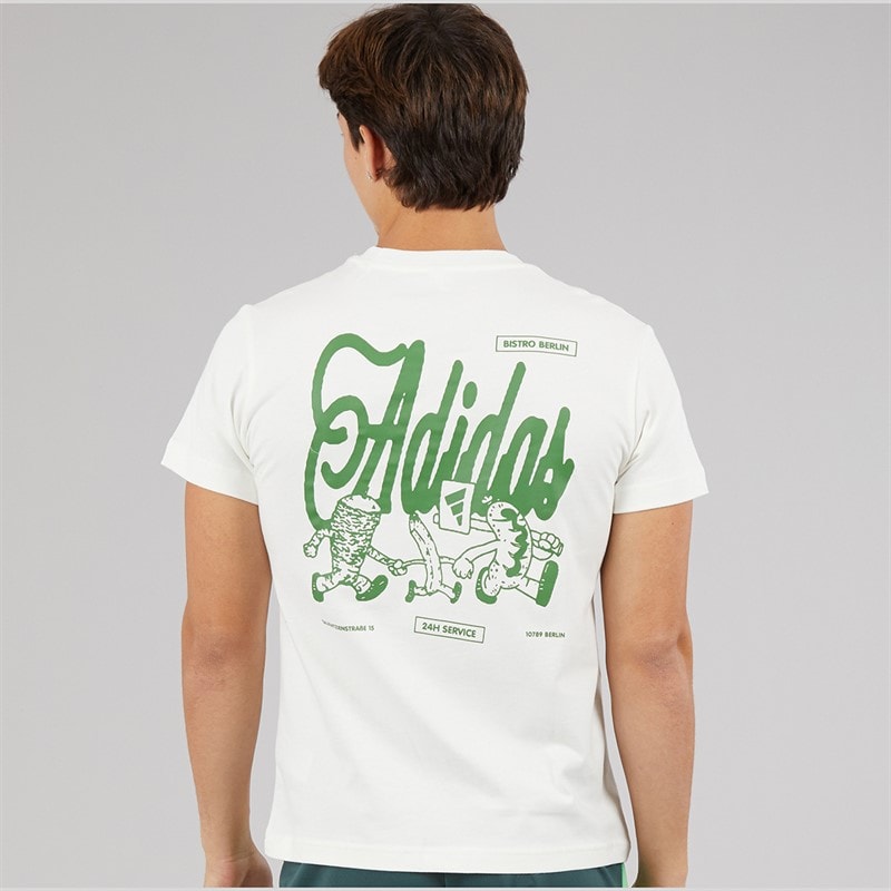 adidas Herre Berlin Snack Grafisk T-shirt Off White - Billede 2