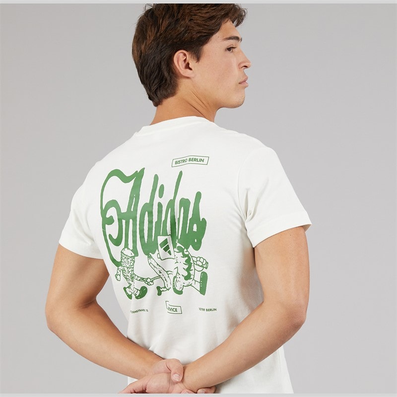 adidas Herre Berlin Snack Grafisk T-shirt Off White - Billede 5