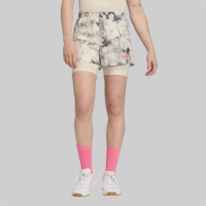 adidas Dame Own The Run Spray Dye 2-i-1 Løbe Shorts Orbit Grey/Sort