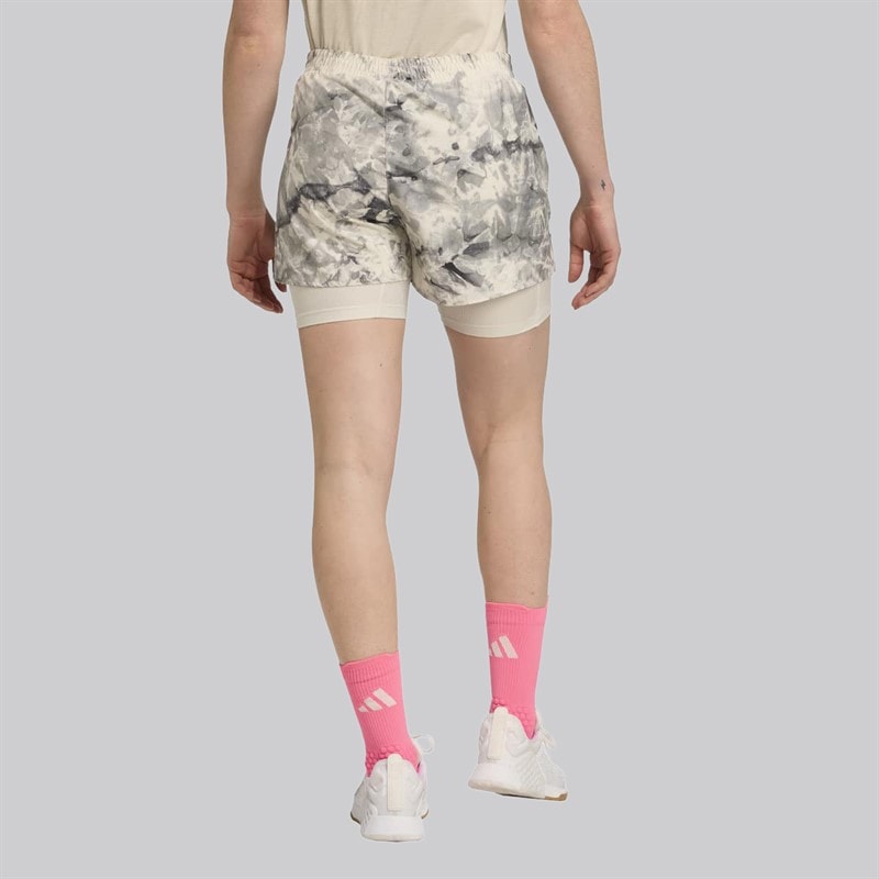adidas Dame Own The Run Spray Dye 2-i-1 Løbe Shorts Orbit Grey/Sort - Billede 2