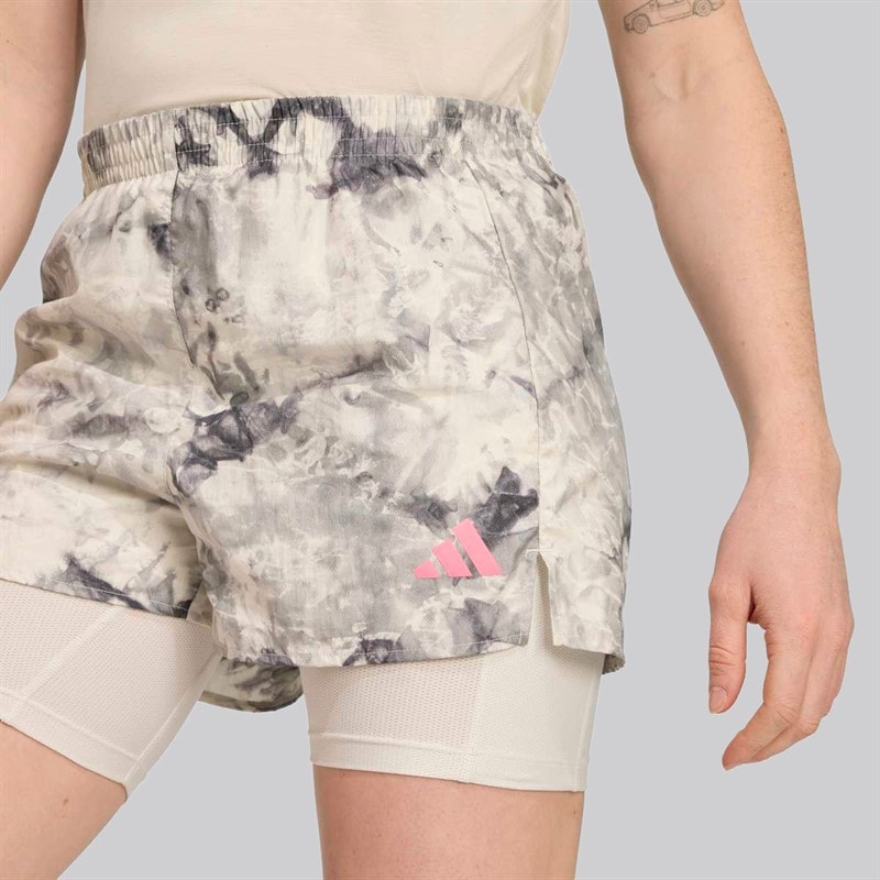 adidas Dame Own The Run Spray Dye 2-i-1 Løbe Shorts Orbit Grey/Sort - Billede 3