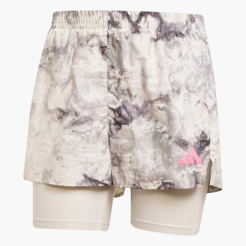 adidas Dame Own The Run Spray Dye 2-i-1 Løbe Shorts Orbit Grey/Sort - Billede 5