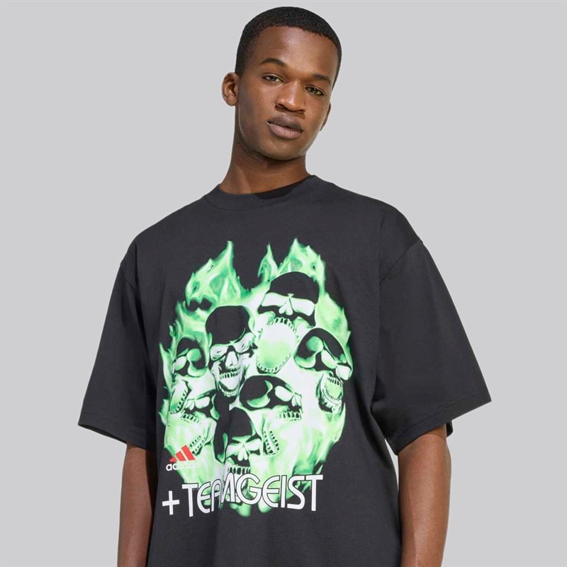 adidas Herre Teamgeist Moto Grafisk T-shirt Sort - Billede 3