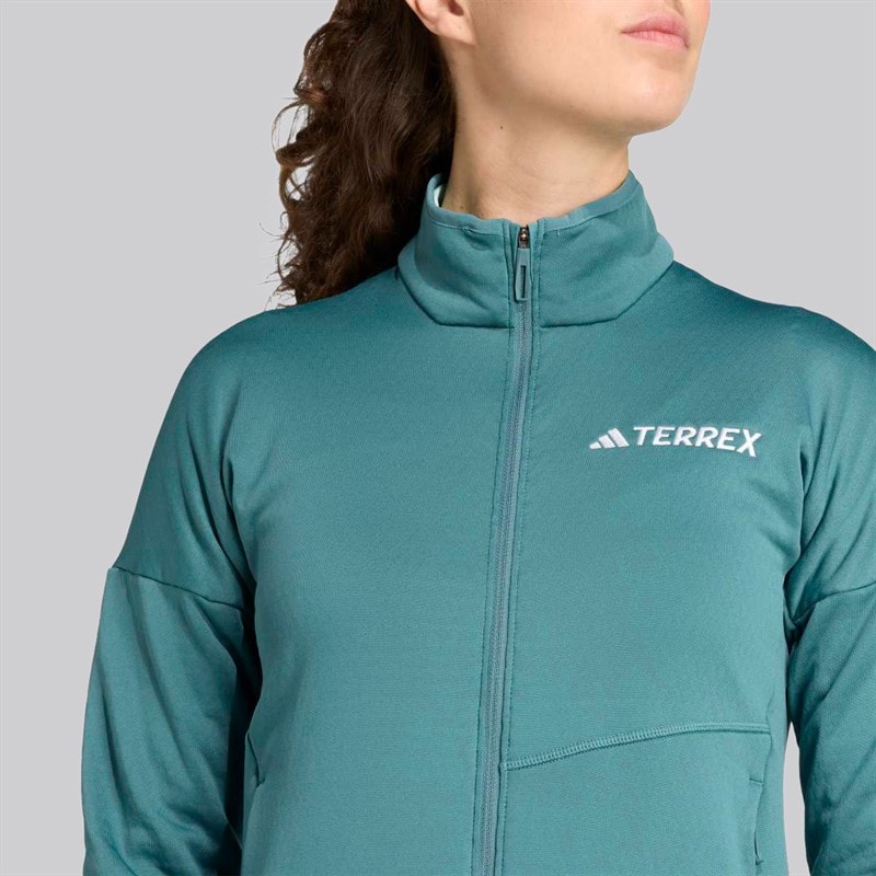 adidas Dame Terrex Xperior Climawarm Let Fleece Jakke Preloved Teal - Billede 2