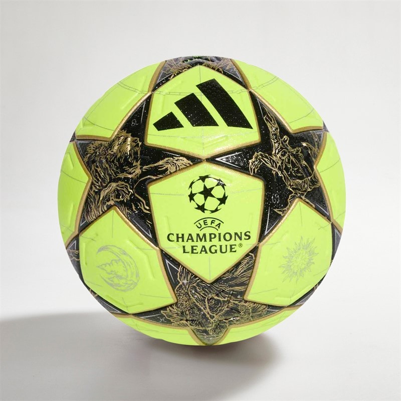 adidas Herre UEFA Champions League Pro Vinter Fodbold (FIFA Pro Certificeret) Solar Yellow/Sort/Gold Metallic/Silver Metallic - Billede 1