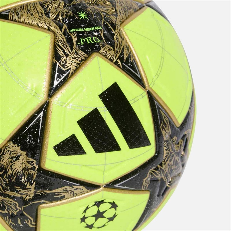 adidas Herre UEFA Champions League Pro Vinter Fodbold (FIFA Pro Certificeret) Solar Yellow/Sort/Gold Metallic/Silver Metallic - Billede 4