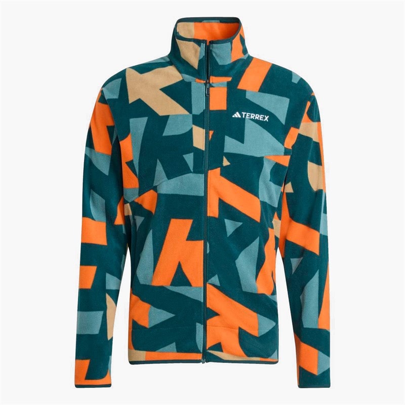 adidas Herre Terrex Multi Print Fuld Lynlås Fleece Jakke Aurora Ivory/Semi Impact Orange