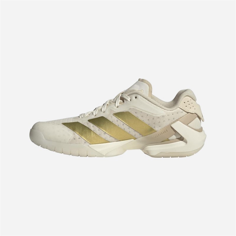 adidas Damesko Courterblast Adizero indendørs bane sko Off White/Gold Metallic/Crystal Sand - Billede 5