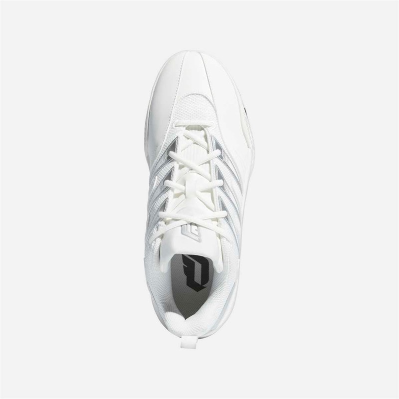 adidas Herre Dame Certificeret 3 Lav Basketball Sko Chalk White/Core Black/Silver Metallic - Billede 4