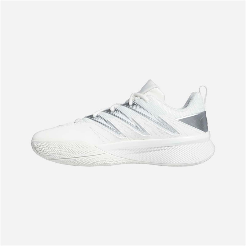 adidas Herre Dame Certificeret 3 Lav Basketball Sko Chalk White/Core Black/Silver Metallic - Billede 5
