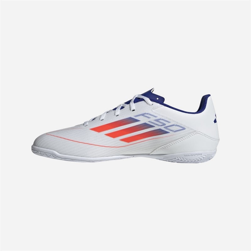 adidas Herre F50 Club IN Indendørs Fodboldstøvler Cloud White/Solar Red/Lucid Blue - Billede 5