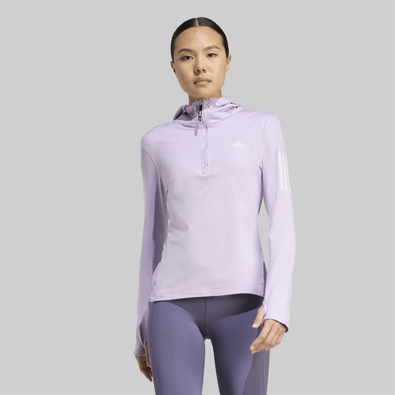 adidas Dame Own The Run Vinteriserede Løbe Hættetrøje Halv lynlås Powder Plum - Billede 1