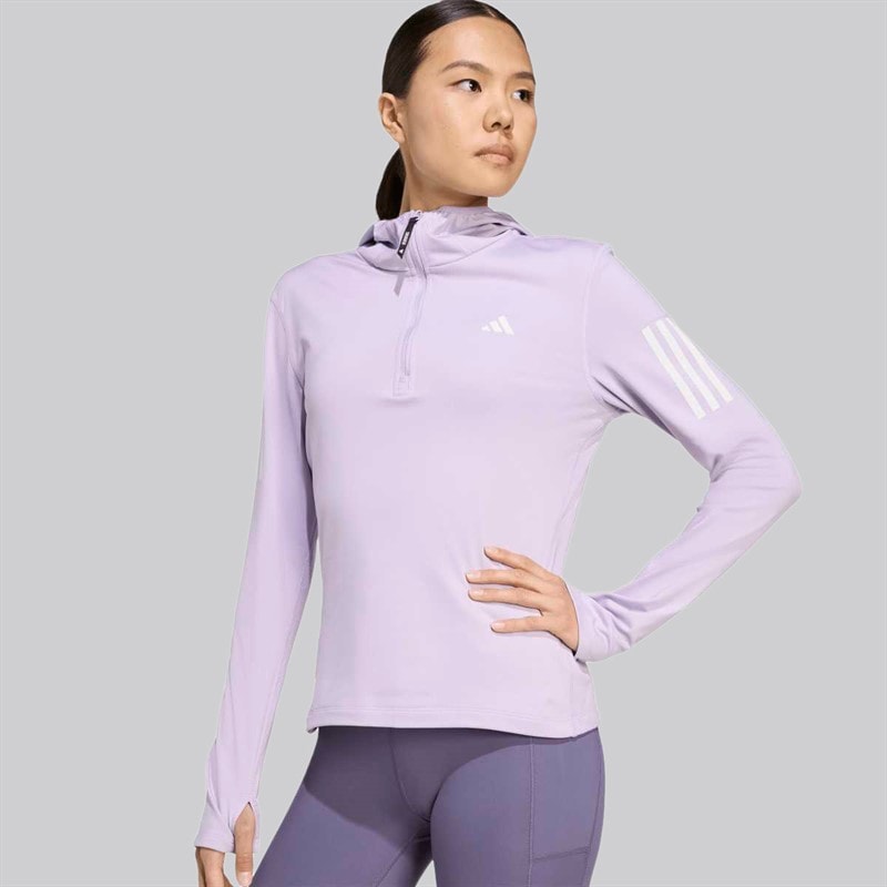 adidas Dame Own The Run Vinteriserede Løbe Hættetrøje Halv lynlås Powder Plum - Billede 3