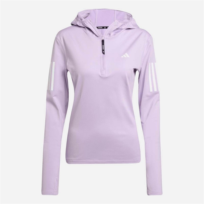adidas Dame Own The Run Vinteriserede Løbe Hættetrøje Halv lynlås Powder Plum - Billede 5