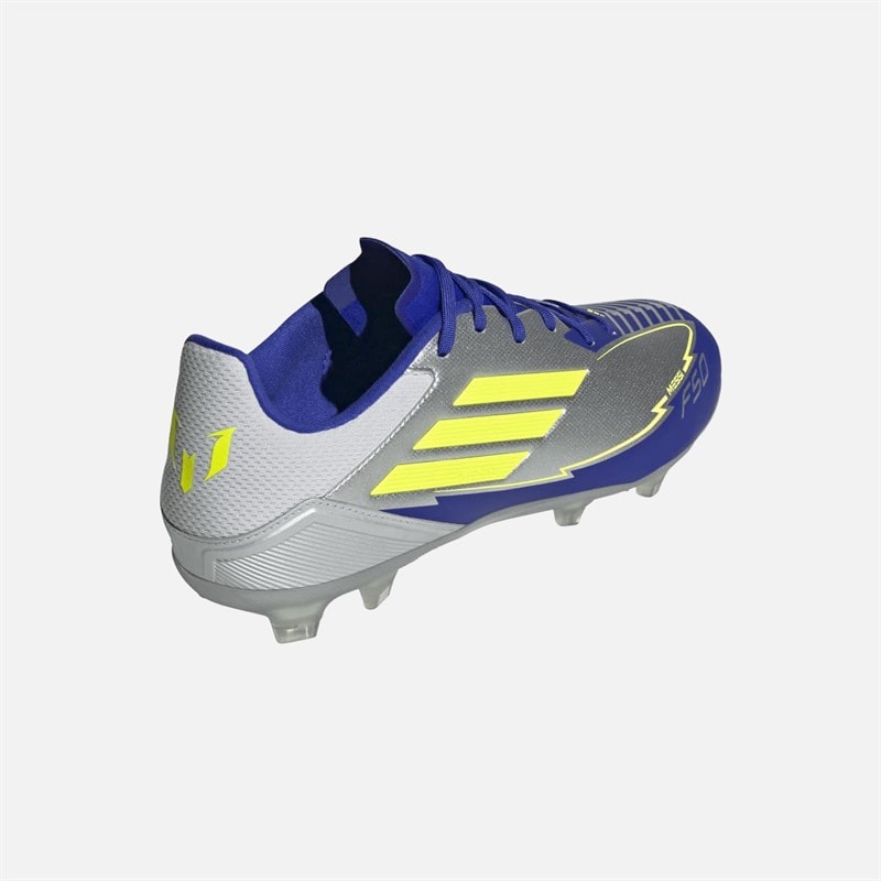 adidas Herre F50 League Messi La Vida Rapida Pakke FG/MG Fast Underlag/Multi Underlag Fodboldstøvler Silver Metallic/Solar Yellow/Lucid Blue - Billede 3