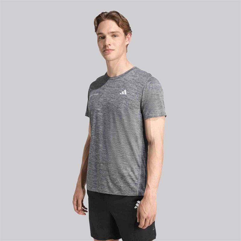 adidas Herre Own The Run Melange Løbe T-shirt Sort/Grey Three Metallic - Billede 2