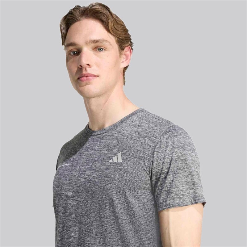 adidas Herre Own The Run Melange Løbe T-shirt Sort/Grey Three Metallic - Billede 4