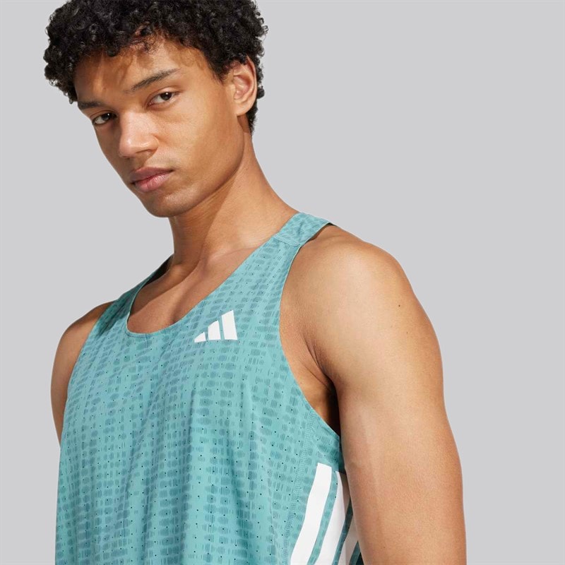 adidas Herre Adizero Løbe Singlet Power Teal/Preloved Teal - Billede 3