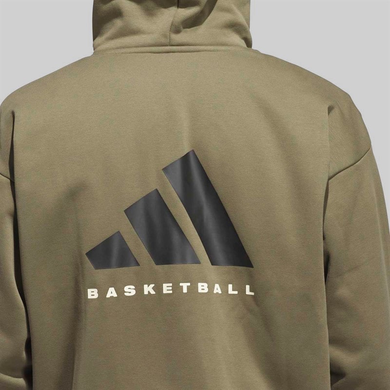adidas Herre adidas Basketball Hættetrøje med Fuld Lynlås Olive Strata - Billede 5