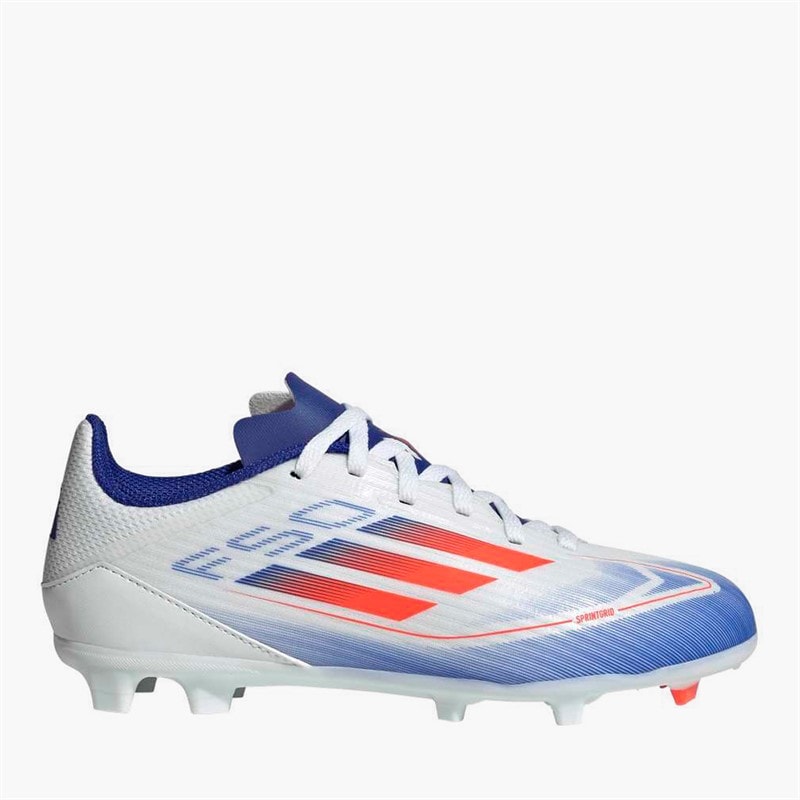 adidas Junior F50 Liga Fremrykning Pakke FG/MG Fast/Multi Grund Fodboldstøvler Cloud White/Solar Red/Lucid Blue