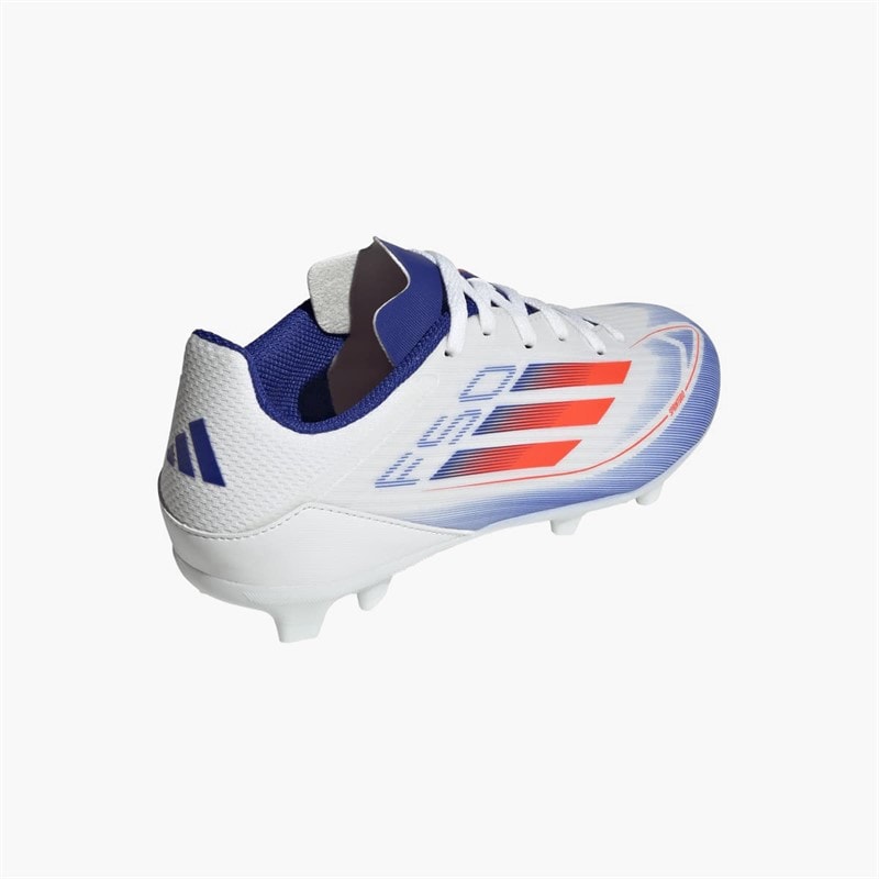adidas Junior F50 Liga Fremrykning Pakke FG/MG Fast/Multi Grund Fodboldstøvler Cloud White/Solar Red/Lucid Blue - Billede 3