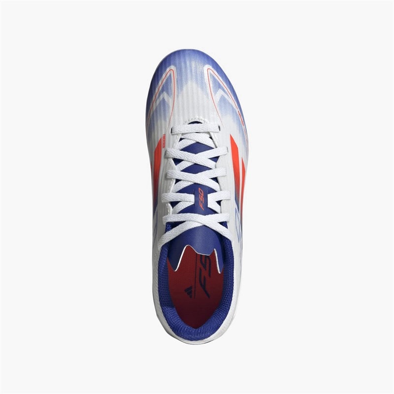 adidas Junior F50 Liga Fremrykning Pakke FG/MG Fast/Multi Grund Fodboldstøvler Cloud White/Solar Red/Lucid Blue - Billede 4