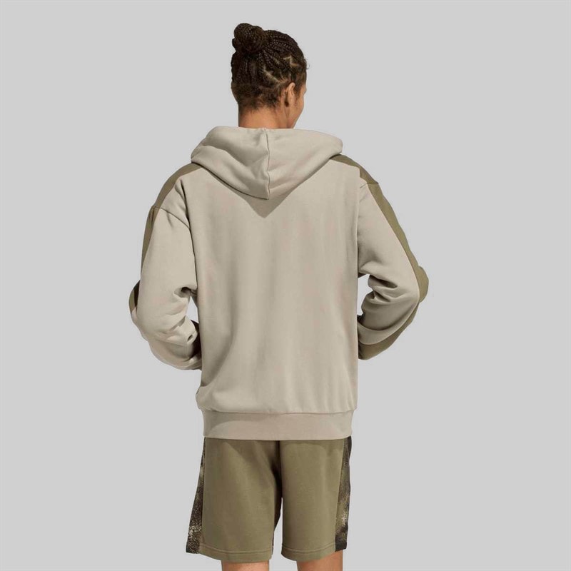 adidas Herre Collegiate Fleece Lynlås Hættetrøje Silver Pebble/Olive Strata - Billede 3