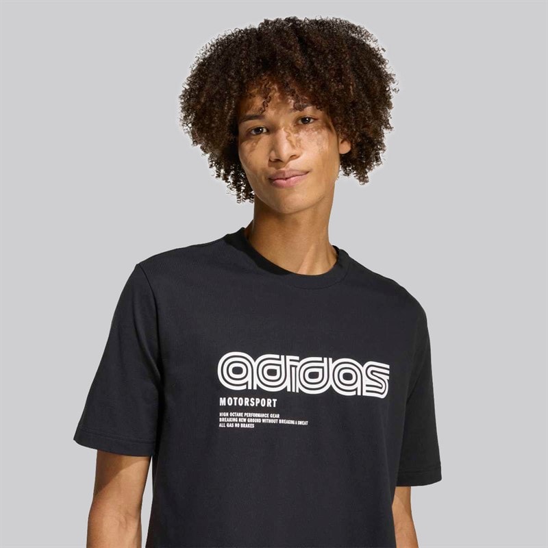 adidas Herre Motorsport Lineær Grafisk T Shirt Sort - Billede 2