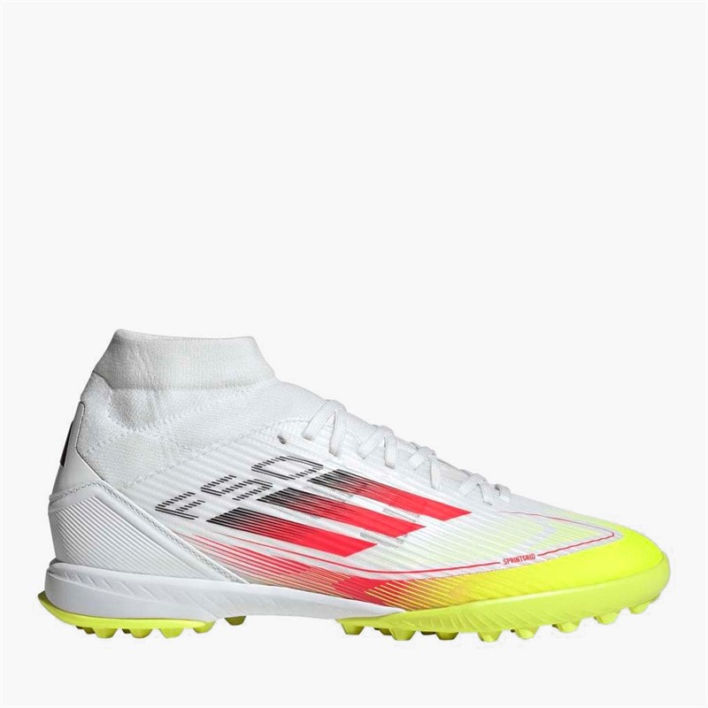 adidas Dame F50 League Mid Pure Victory Pack TF Astro Fodboldstøvler Cloud White/Lucid Red/Solar Yellow