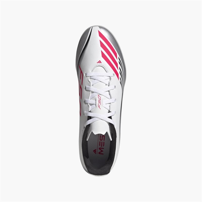 adidas Herre F50 Messi Club Prestig10 Pakke TF Kunstgræs Fodboldstøvler Cloud White/Lucid Red/Silver Metallic - Billede 4