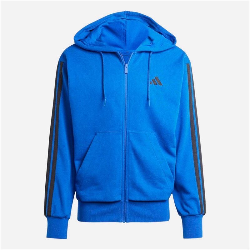 adidas Herre Essentials 3 striber lynlås hættetrøje Royal Blue/Sort - Billede 1