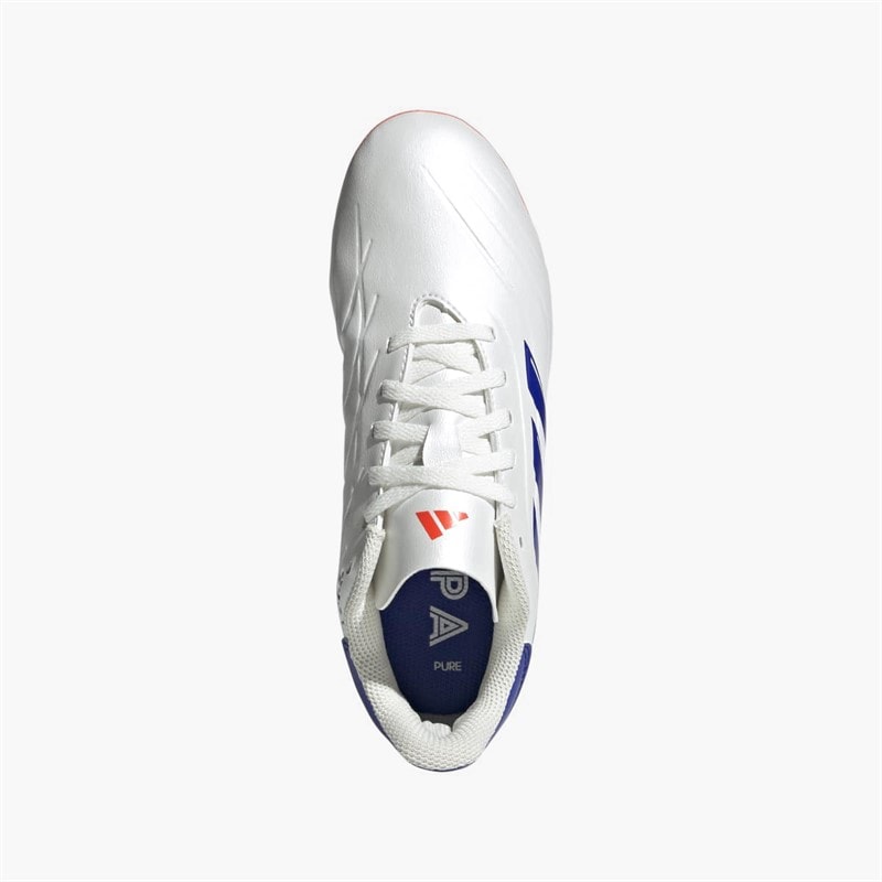 adidas Junior Copa Pure 2 Club Fremrykning Pakke FG Fast Underlag Fodboldstøvler Cloud White/Lucid Blue/Solar Red - Billede 4