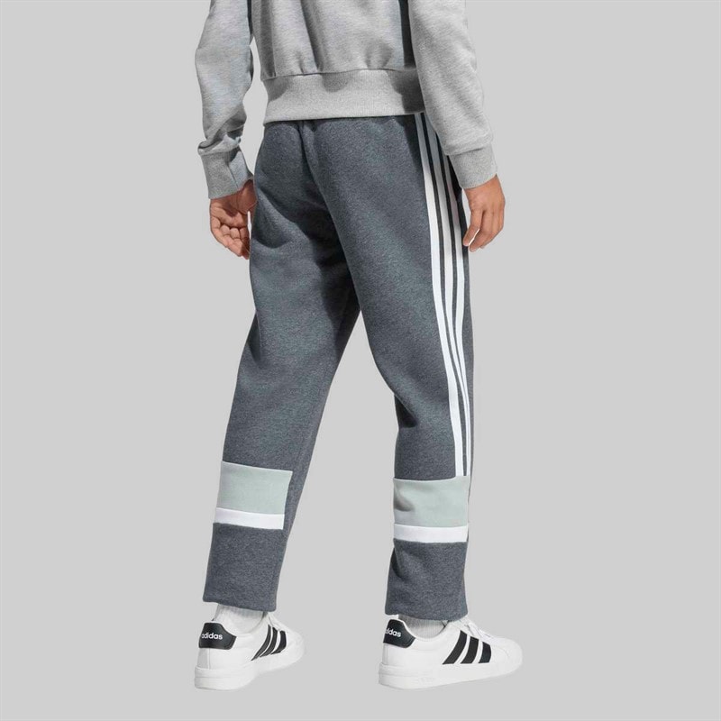 adidas Junior Drenge Sæsonens Essentielle Tiberio 3 Striber Joggebukser Drak Grey/Hvid/Wonder Sage - Billede 2