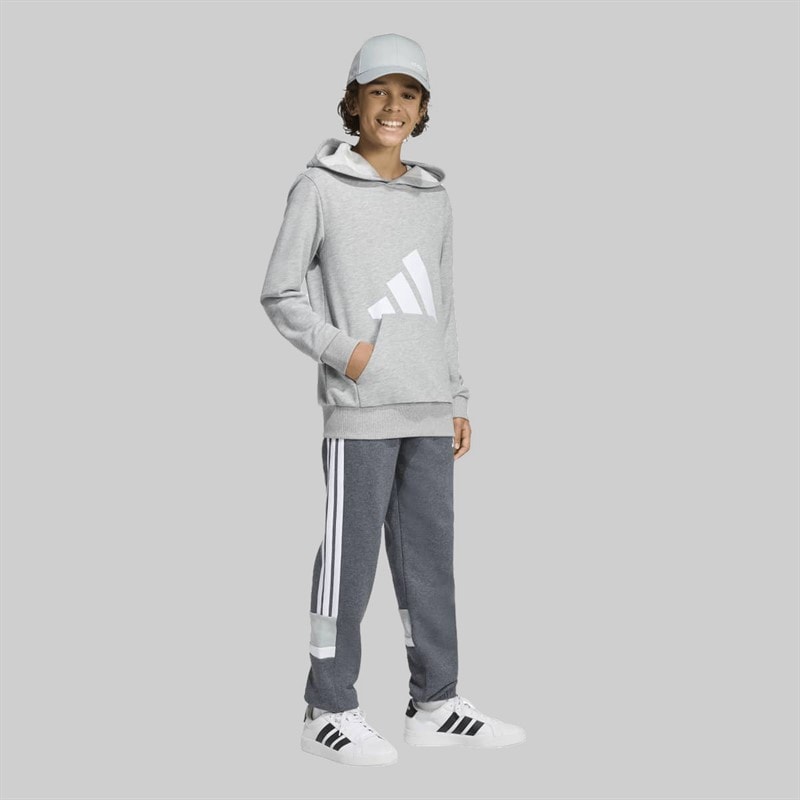 adidas Junior Drenge Sæsonens Essentielle Tiberio 3 Striber Joggebukser Drak Grey/Hvid/Wonder Sage - Billede 4